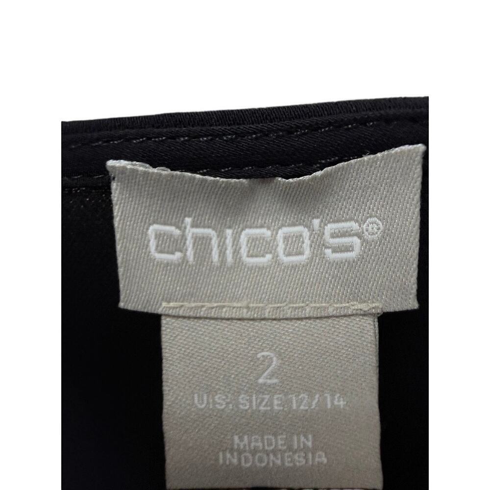 Chico’s Black V-Neck Pleated Hem Pullover Top • NWT • Size 2 (12/14) - Picture 4 of 5